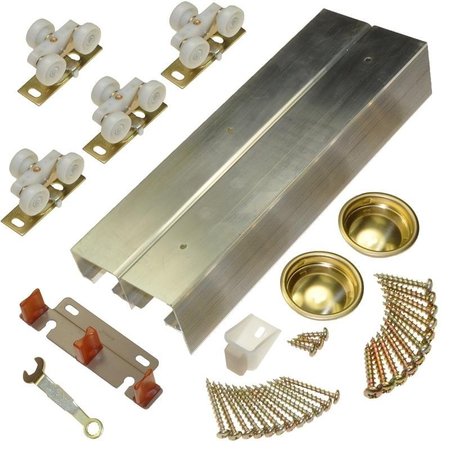 JOHNSON HARDWARE ByPass Door Hardware Set, 72 in L Track, Top Mounting 134F722D